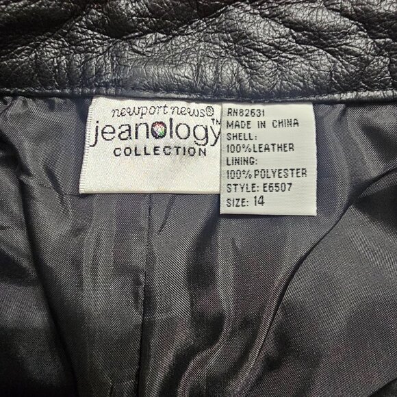 Vintage 90s Newport News Jeanology Black Leather Pants 14 Baddie Deadstock NWT - Picture 3 of 10